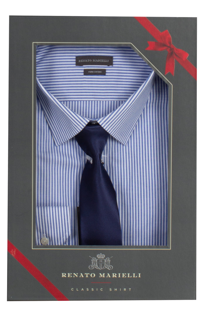 Camicia classica collo classico a righe con cravatta in scatola