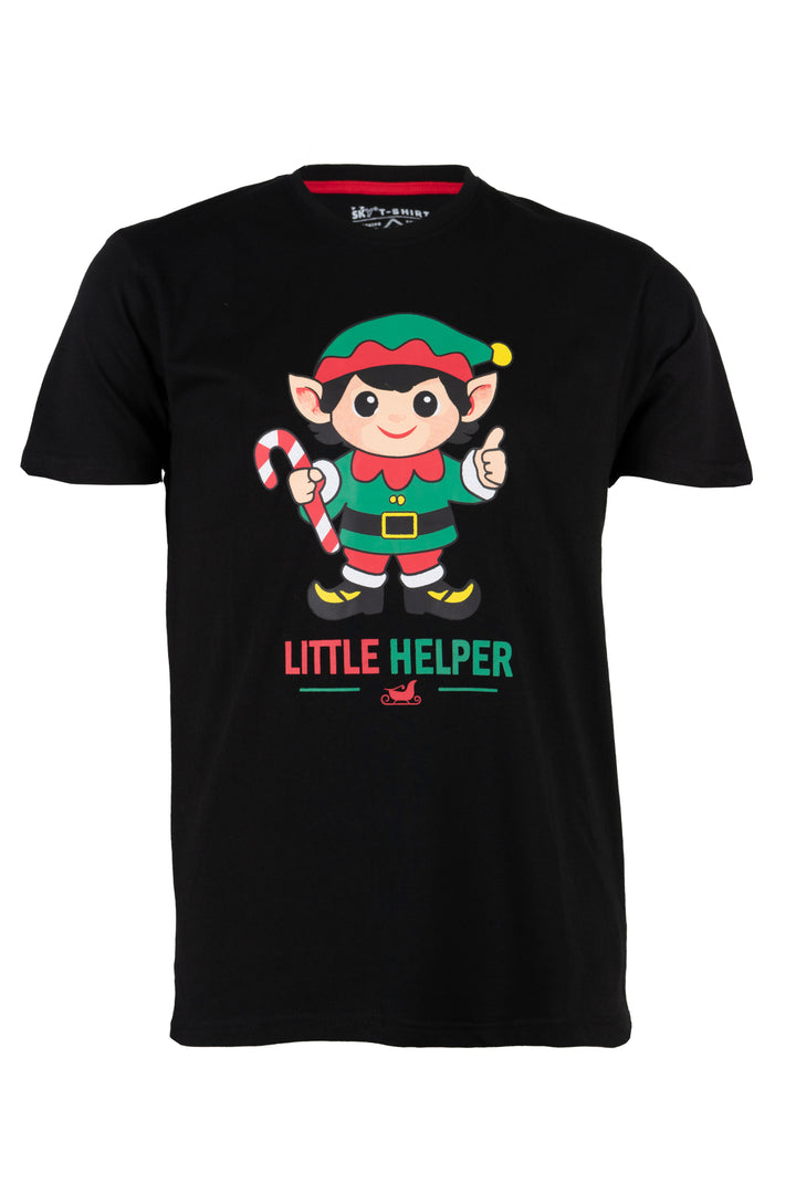 T-shirt girocollo manica corta con stampa natalizia sul petto