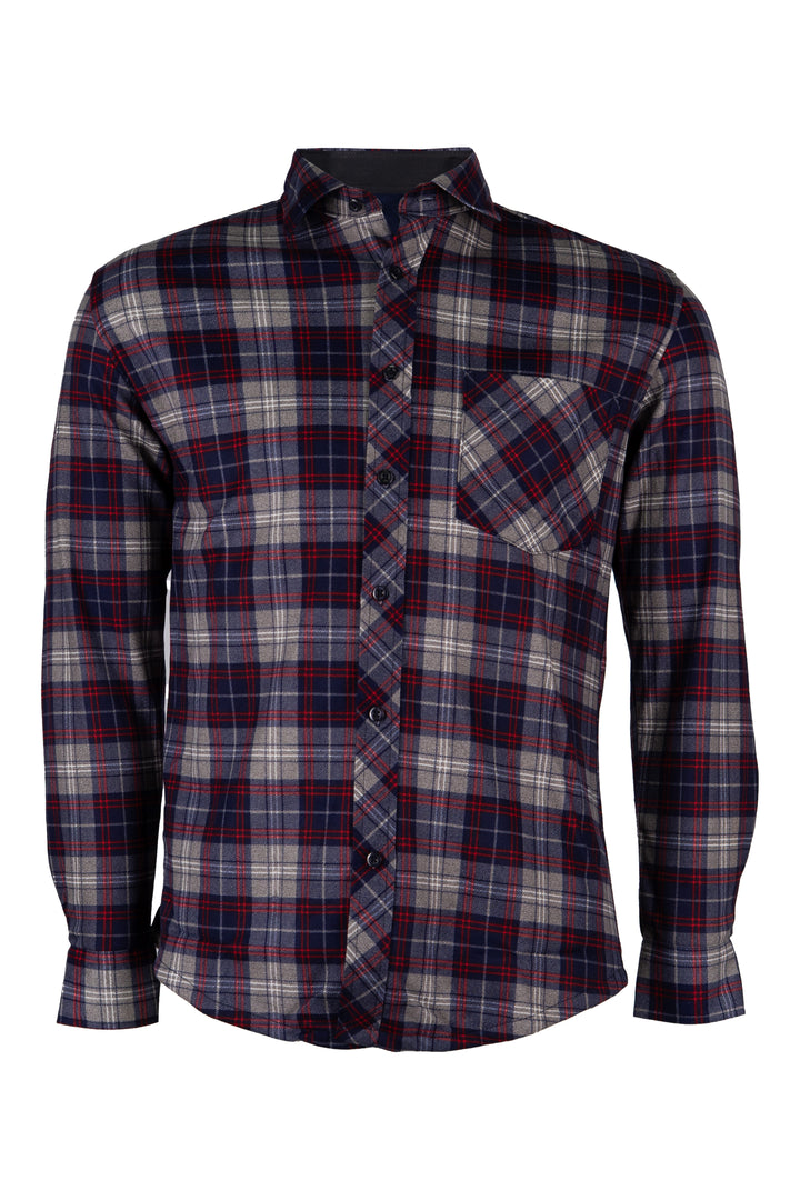 Camicia a quadri foderata internamente in pile con taschino sul petto