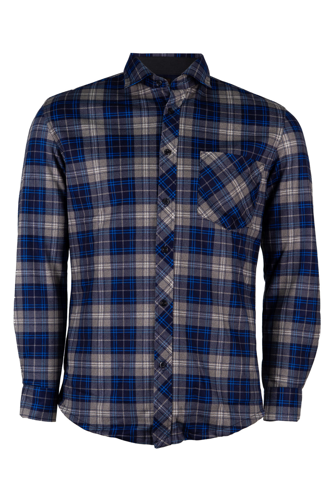 Camicia a quadri foderata internamente in pile con taschino sul petto