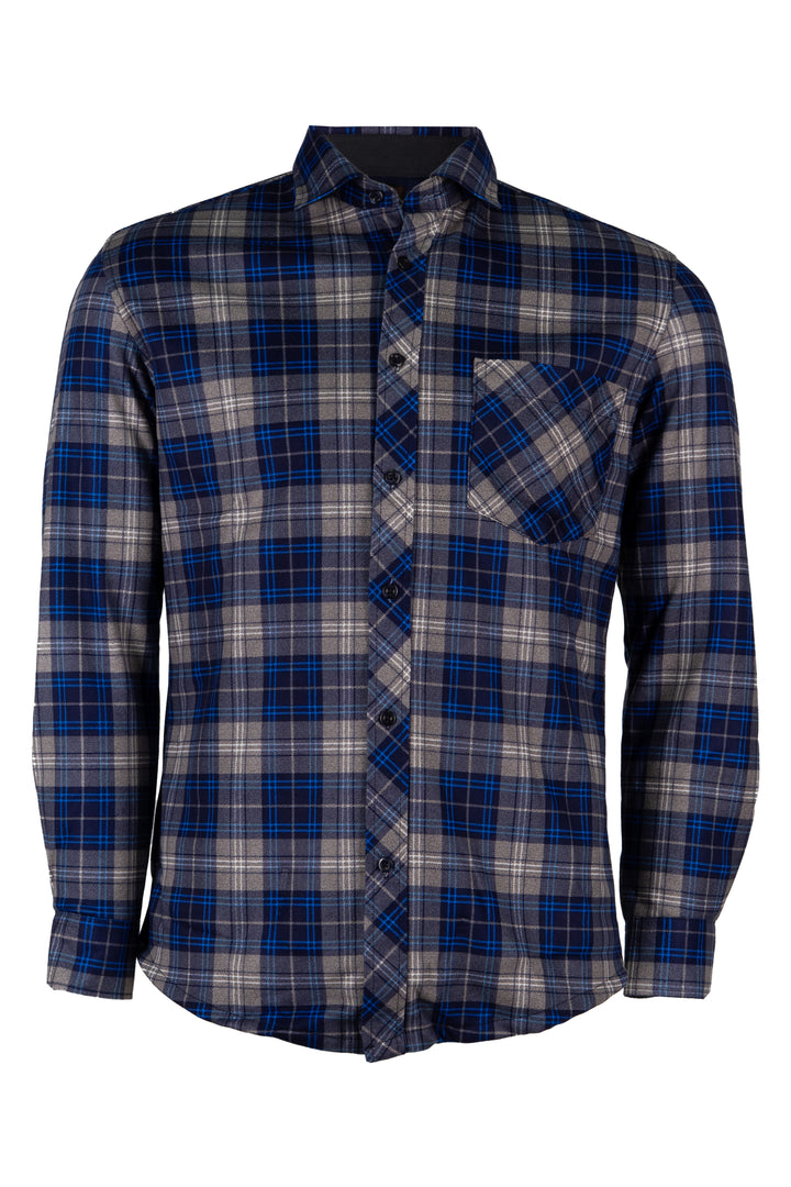 Camicia a quadri foderata internamente in pile con taschino sul petto