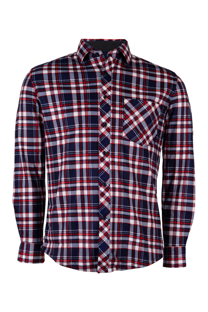 Camicia a quadri foderata internamente in pile con taschino sul petto