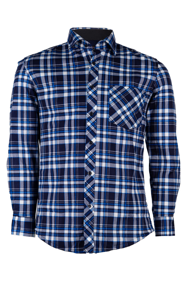 Camicia a quadri foderata internamente in pile con taschino sul petto