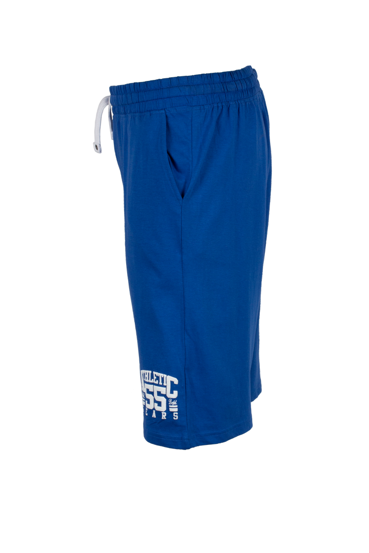 Bermuda uomo sport in morbido cotone jersey con coulisse e stampa in contrasto