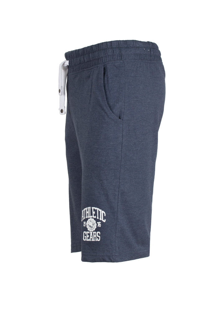 Bermuda uomo sport in morbido cotone jersey con coulisse e stampa in contrasto