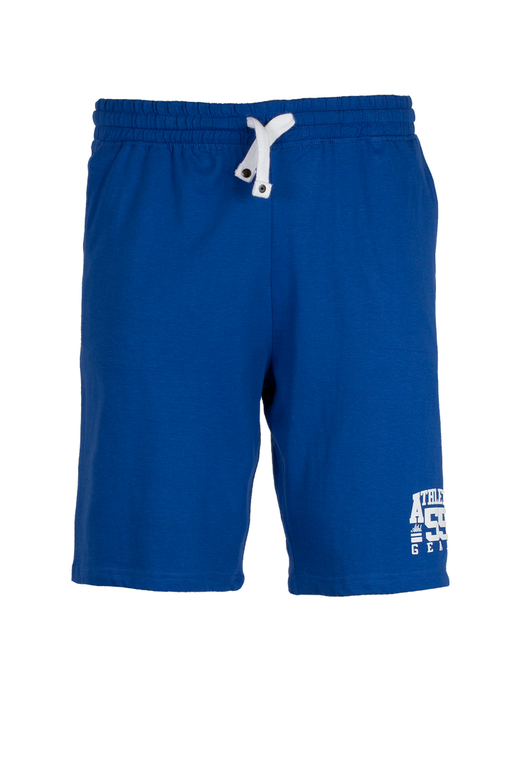 Bermuda uomo sport in morbido cotone jersey con coulisse e stampa in contrasto
