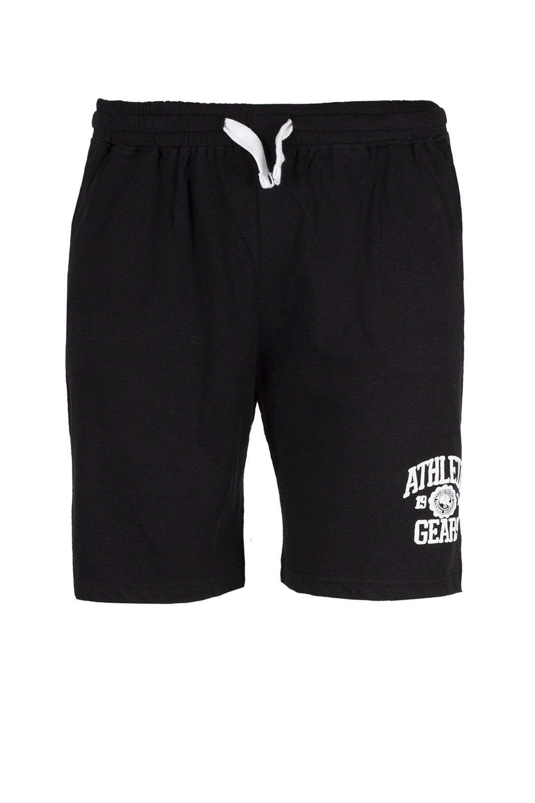 Bermuda uomo sport in morbido cotone jersey con coulisse e stampa in contrasto