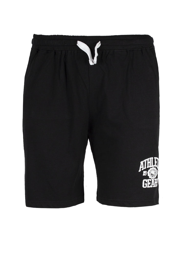Bermuda uomo sport in morbido cotone jersey con coulisse e stampa in contrasto