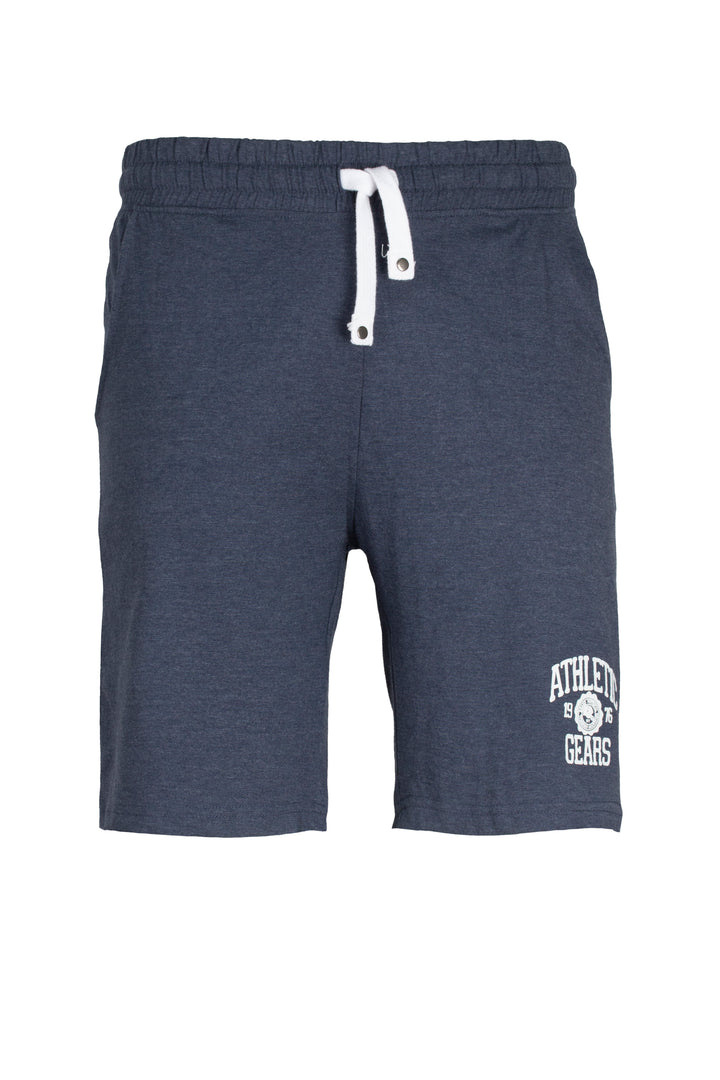Bermuda uomo sport in morbido cotone jersey con coulisse e stampa in contrasto