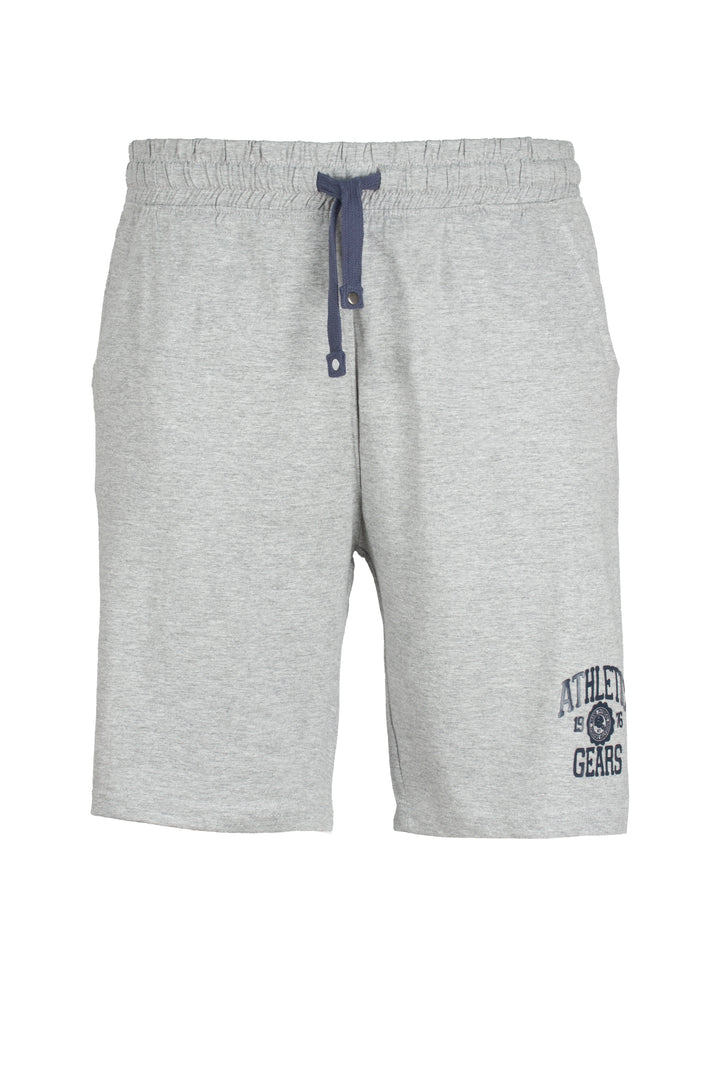 Bermuda uomo sport in morbido cotone jersey con coulisse e stampa in contrasto