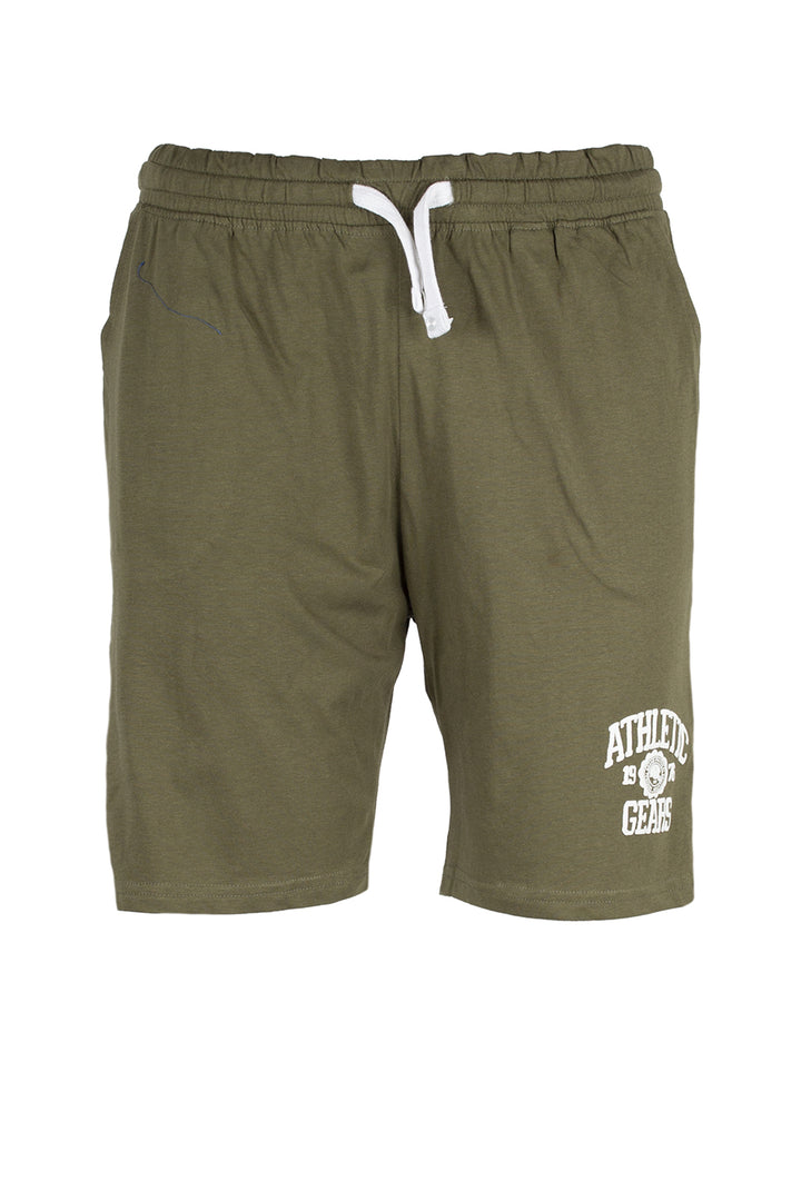 Bermuda uomo sport in morbido cotone jersey con coulisse e stampa in contrasto