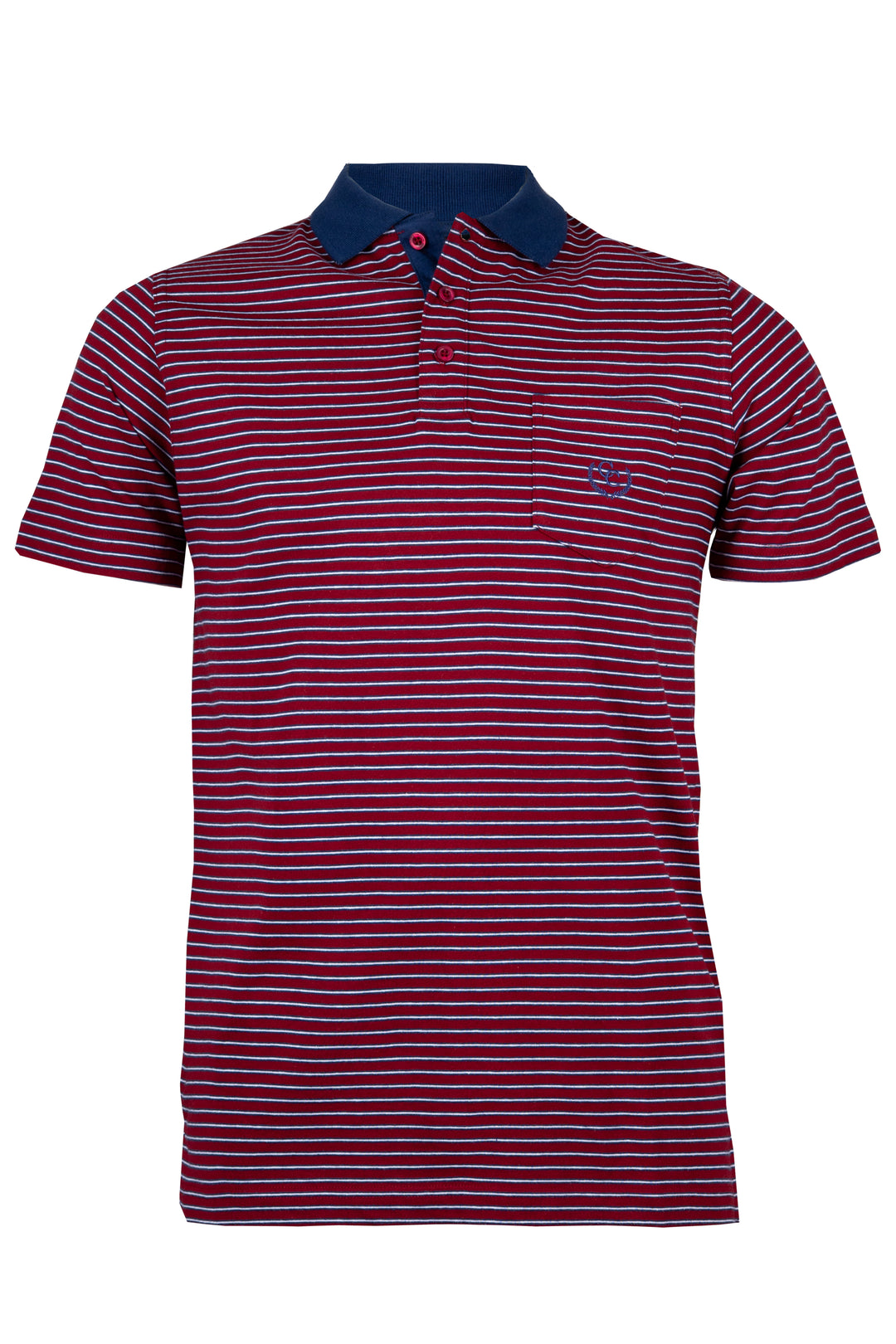Polo in cotone jersey a righe colorate con colletto in contrasto
