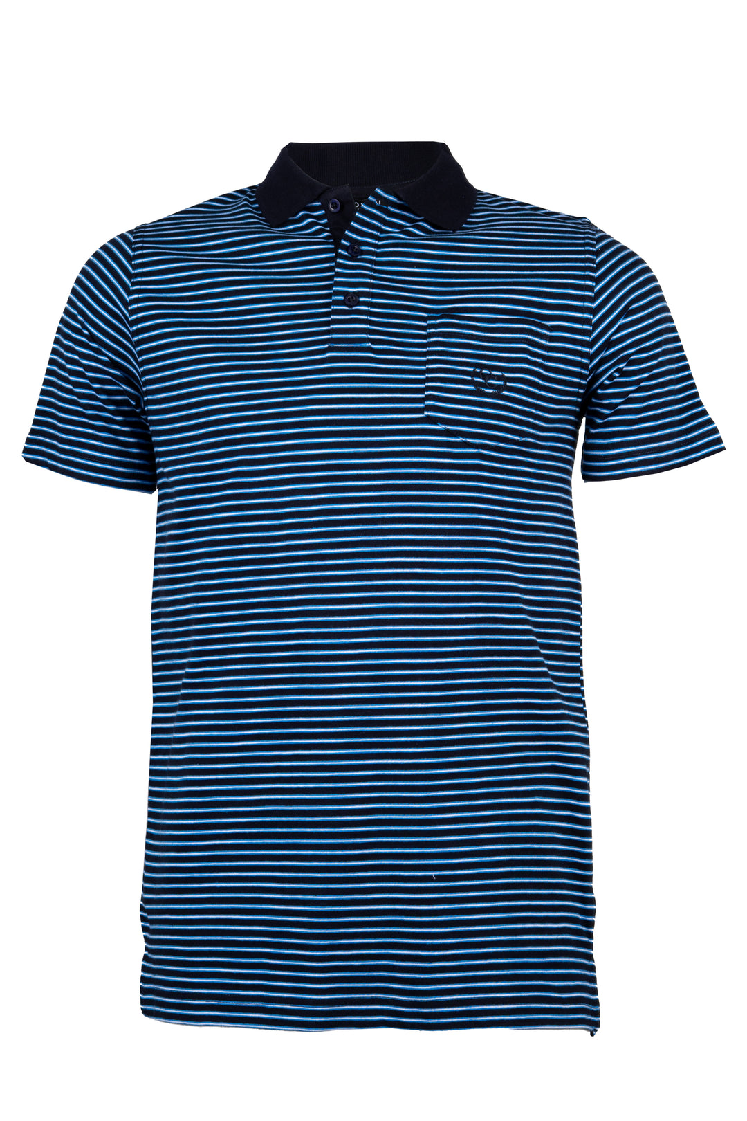 Polo in cotone jersey a righe colorate con colletto in contrasto