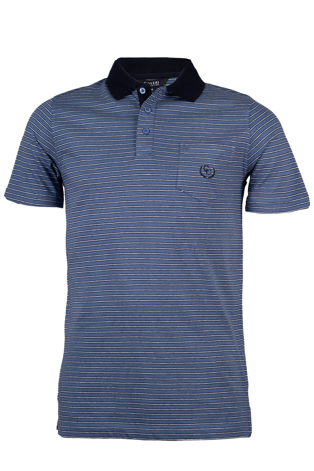 Polo in cotone jersey a righe colorate con colletto in contrasto