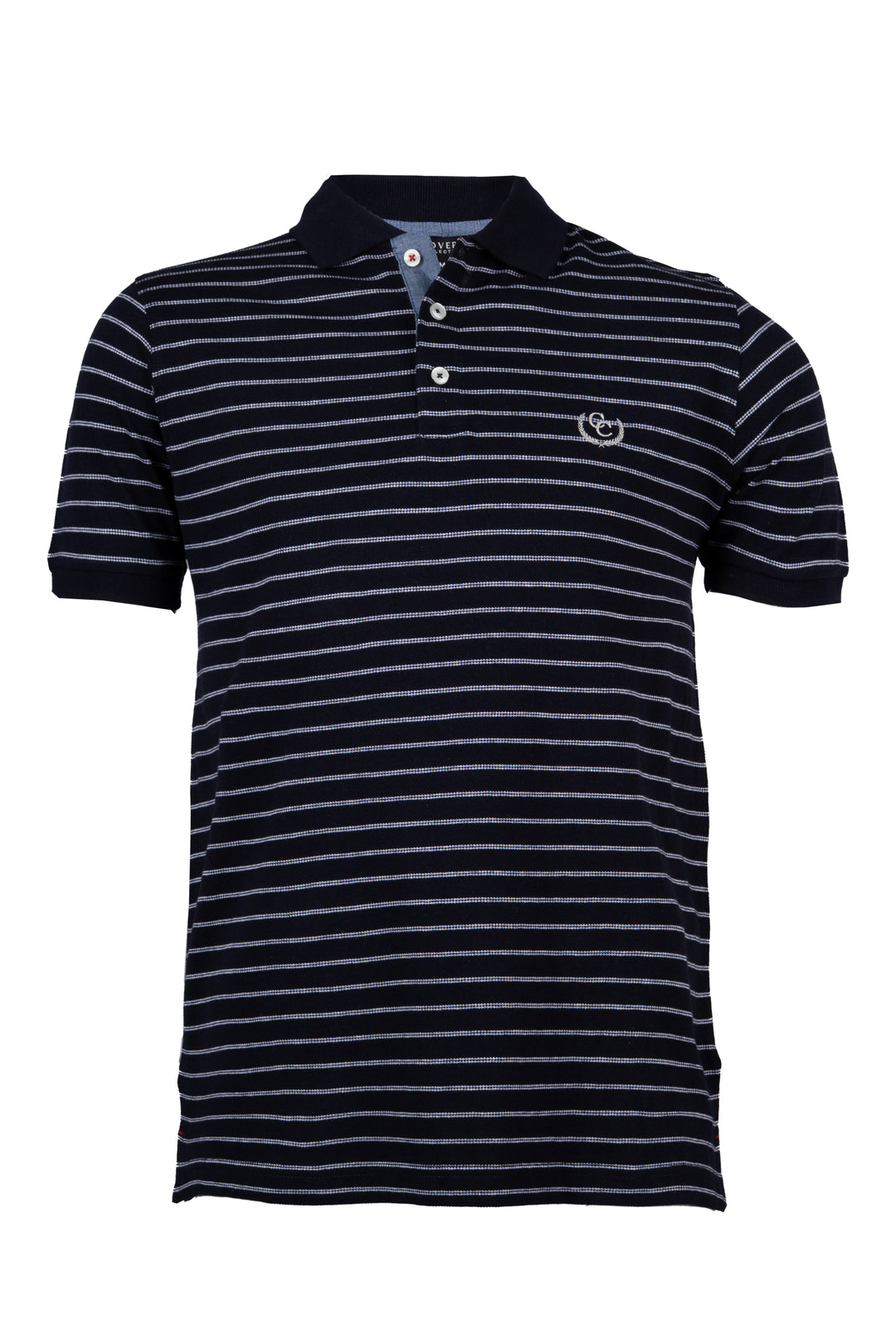 Polo in cotone piquet a righe colorate con colletto in contrasto