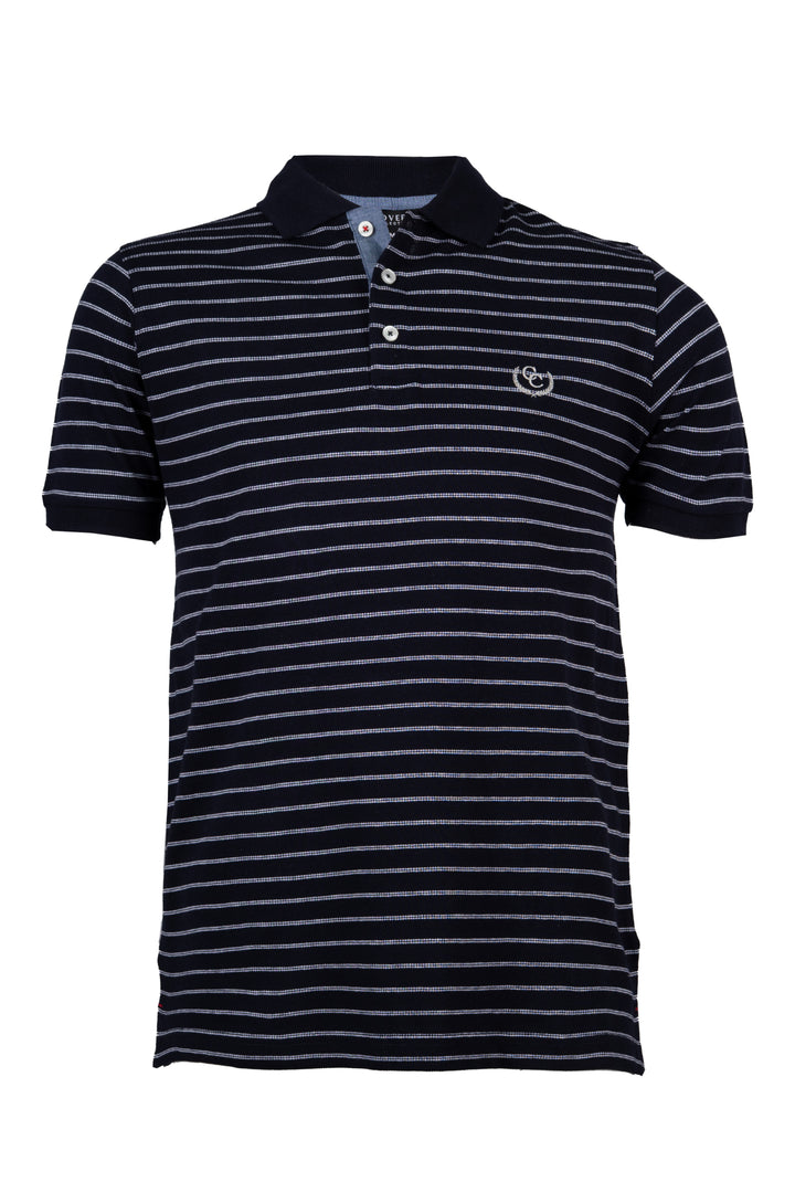 Polo in cotone piquet a righe colorate con colletto in contrasto