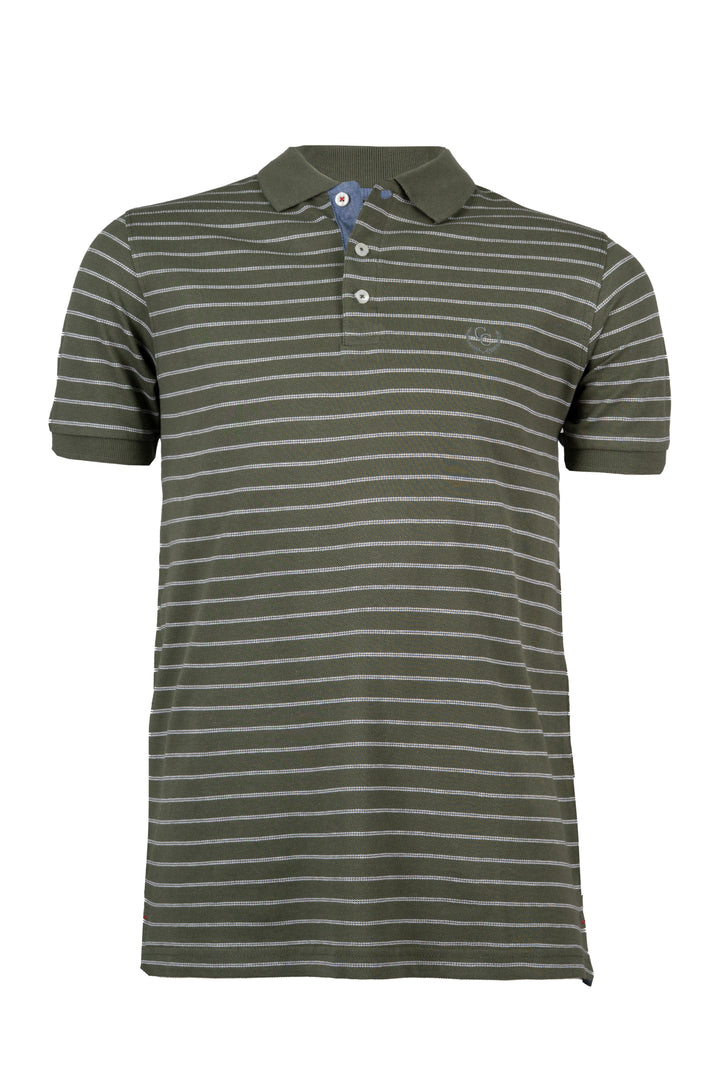 Polo in cotone piquet a righe colorate con colletto in contrasto
