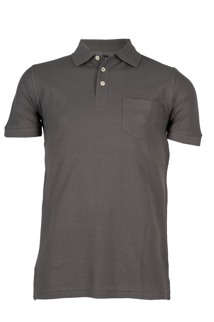 Polo uomo Coveri Collection in cotone piquet tinta unita con taschino e logo ricamato ton sur ton