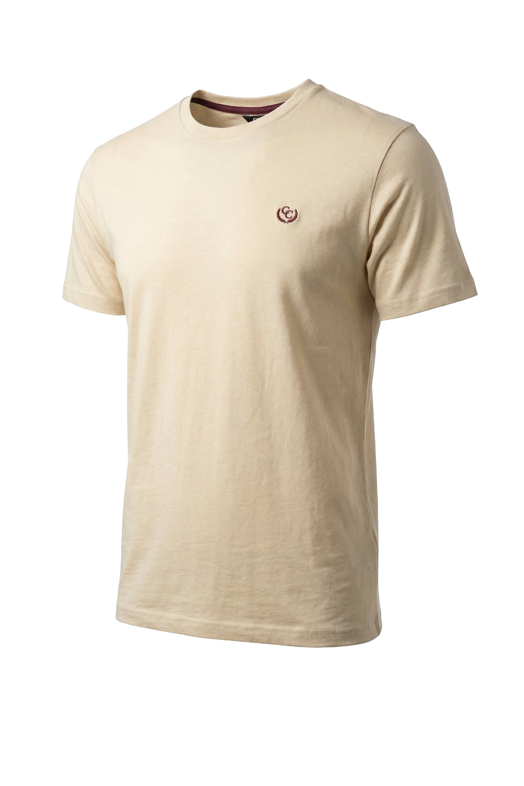 T-shirt tinta unita manica corta con logo ricamato in contrasto