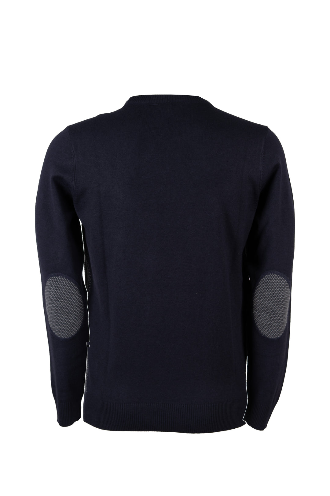 Pullover girocollo misto lana con toppe ai gomiti e logo ricamato sul petto