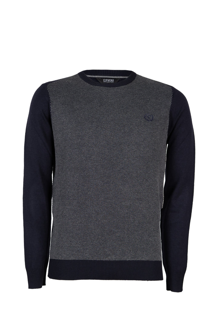 Pullover girocollo misto lana con toppe ai gomiti e logo ricamato sul petto