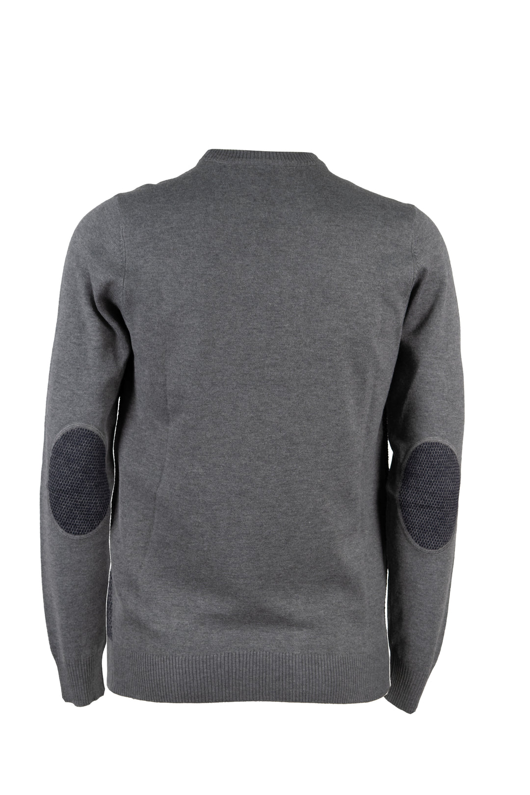Pullover girocollo misto lana con toppe ai gomiti e logo ricamato sul petto
