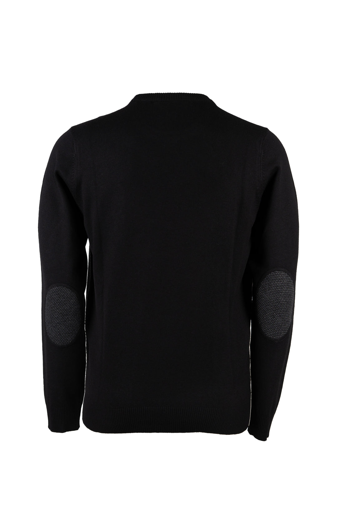 Pullover girocollo misto lana con toppe ai gomiti e logo ricamato sul petto