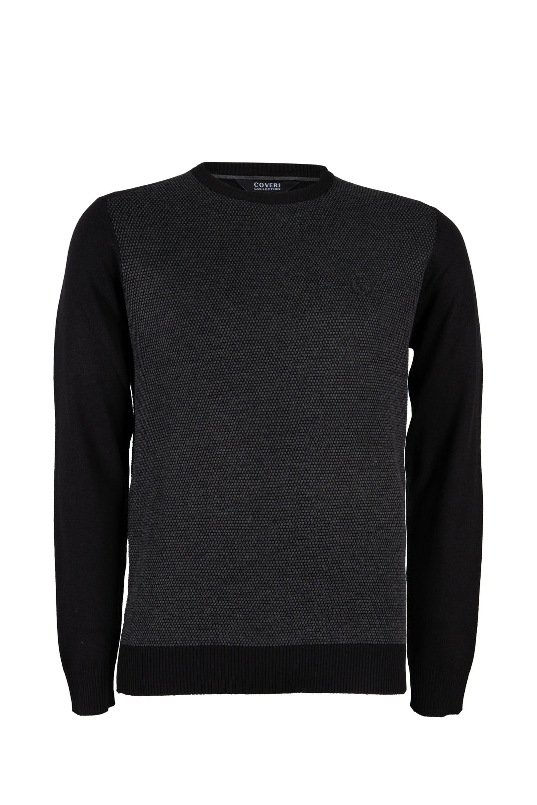 Pullover girocollo misto lana con toppe ai gomiti e logo ricamato sul petto