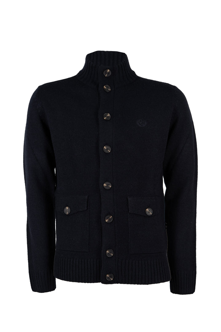 Cardigan con bottoni knit inglese in misto lana con doppia tasca