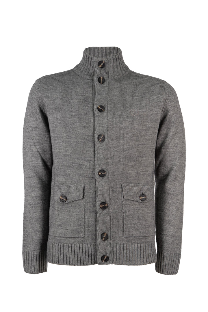 Cardigan con bottoni knit inglese in misto lana con doppia tasca