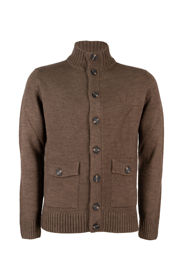 Cardigan con bottoni knit inglese in misto lana con doppia tasca