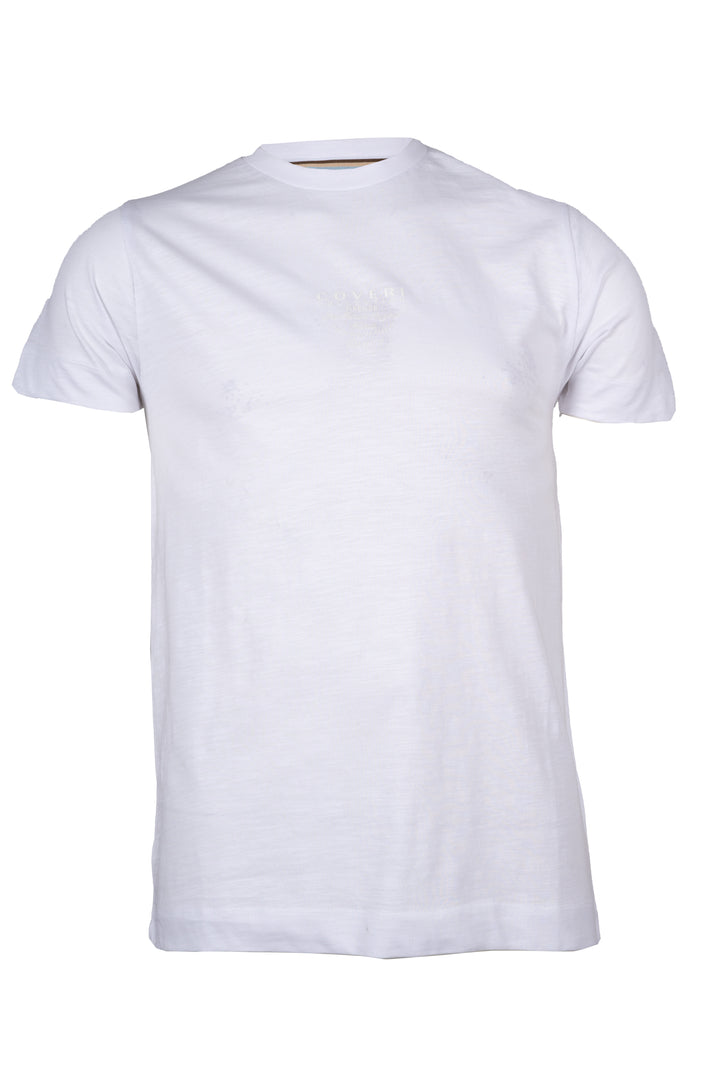 T-shirt girocollo in cotone pastello con stampa hd sul petto