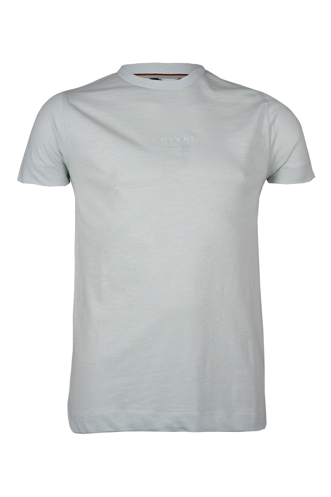 T-shirt girocollo in cotone pastello con stampa hd sul petto