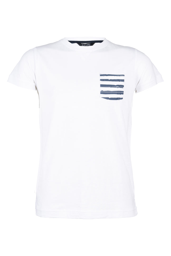 T-shirt tinta unita Coveri Collection con stampa interno collo e interno taschino sul petto in cotone slub