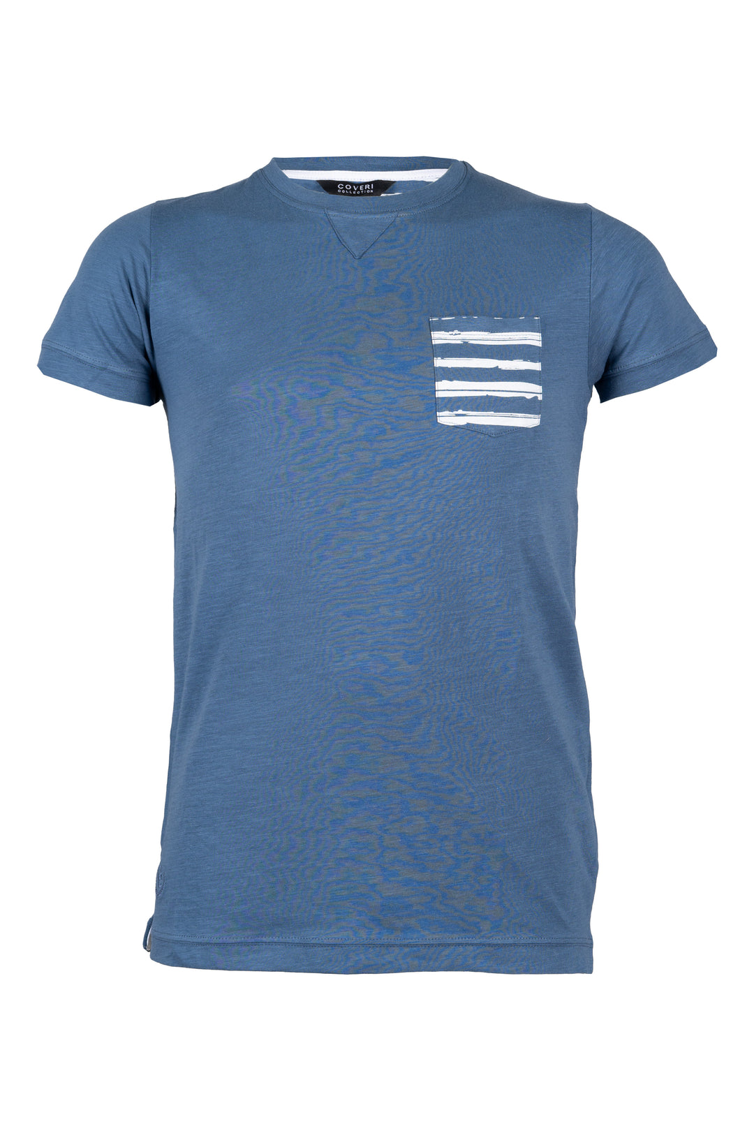 T-shirt tinta unita Coveri Collection con stampa interno collo e interno taschino sul petto in cotone slub
