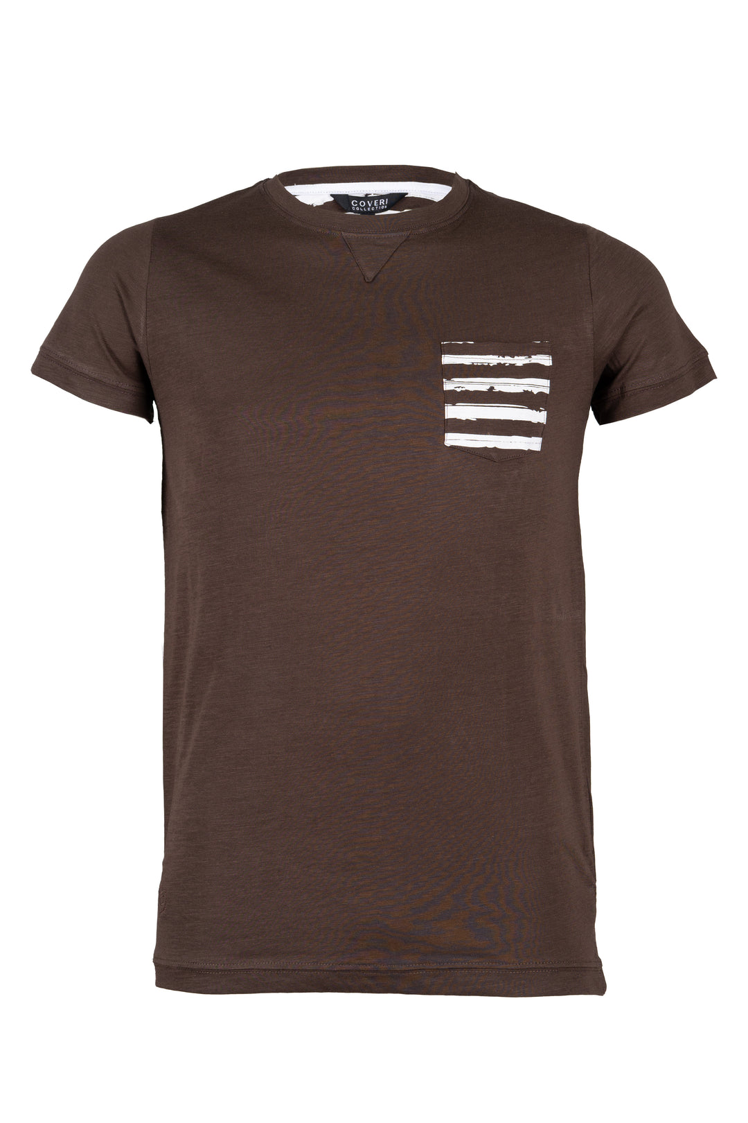 T-shirt tinta unita Coveri Collection con stampa interno collo e interno taschino sul petto in cotone slub