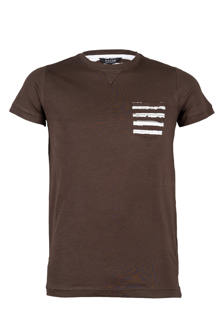 T-shirt tinta unita Coveri Collection con stampa interno collo e interno taschino sul petto in cotone slub