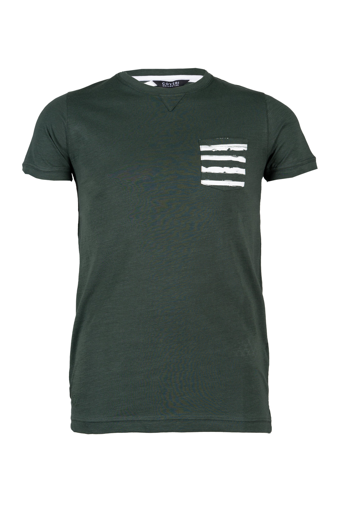 T-shirt tinta unita Coveri Collection con stampa interno collo e interno taschino sul petto in cotone slub