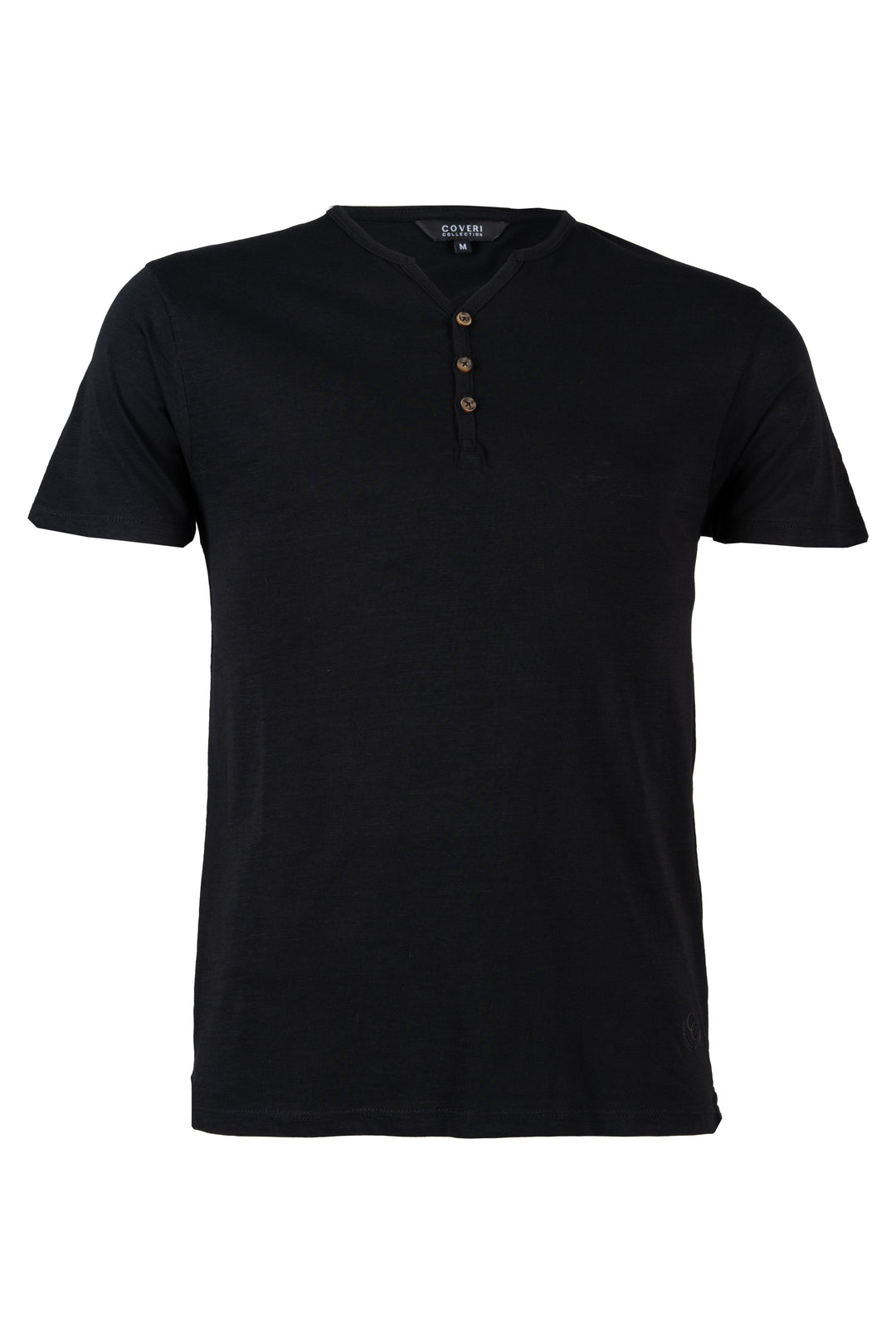 T-shirt manica corta tinta unita modello serafino in cotone slub