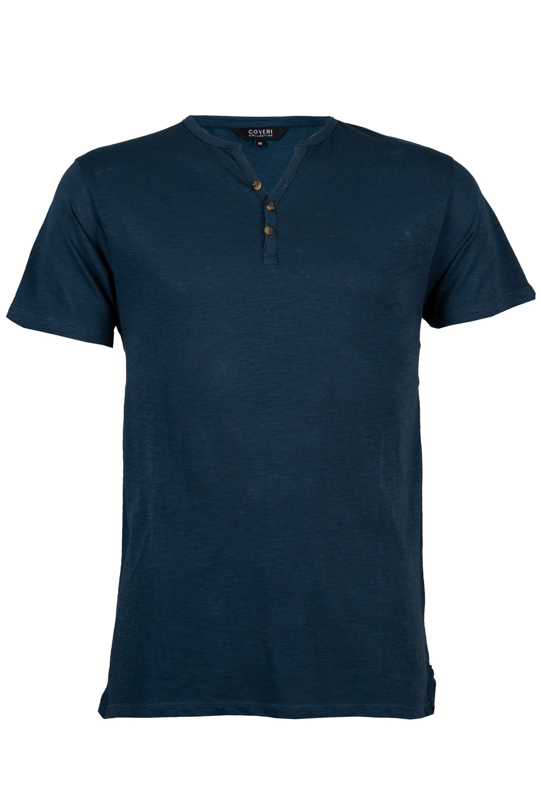 T-Shirt Uomo Manica Corta Serafino Cotone Slub
