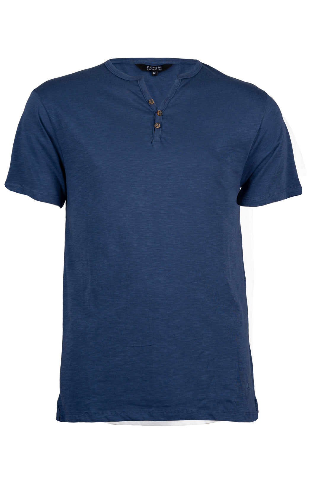 T-Shirt Uomo Manica Corta Serafino Cotone Slub