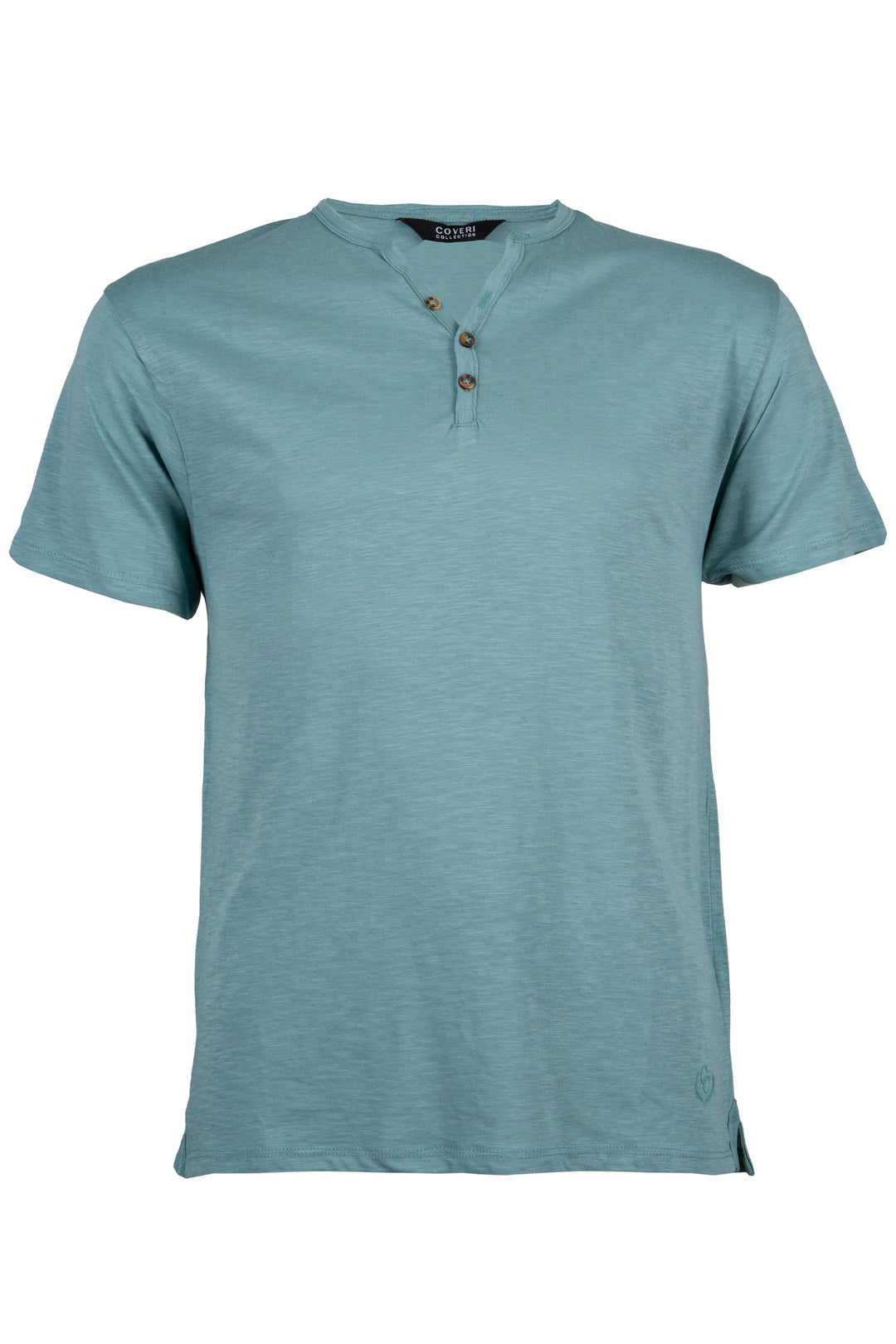 T-Shirt Uomo Manica Corta Serafino Cotone Slub