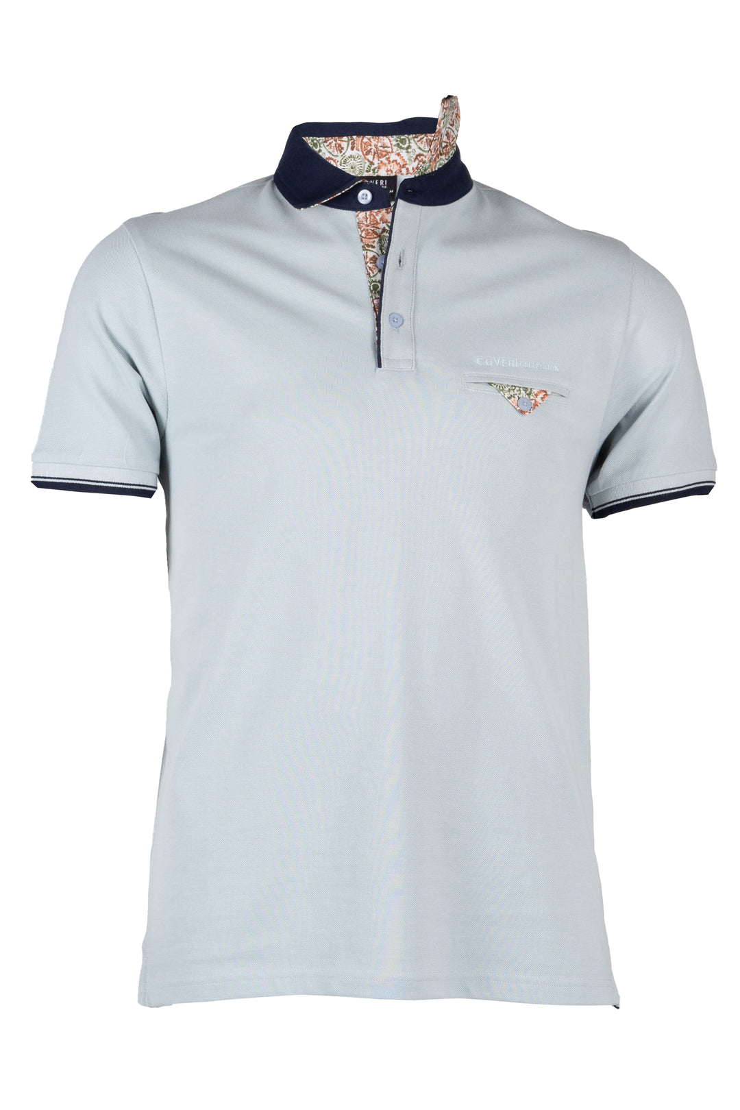 Polo uomo Coveri Collection in cotone piquet con dettagli in contrasto e stampa All Over