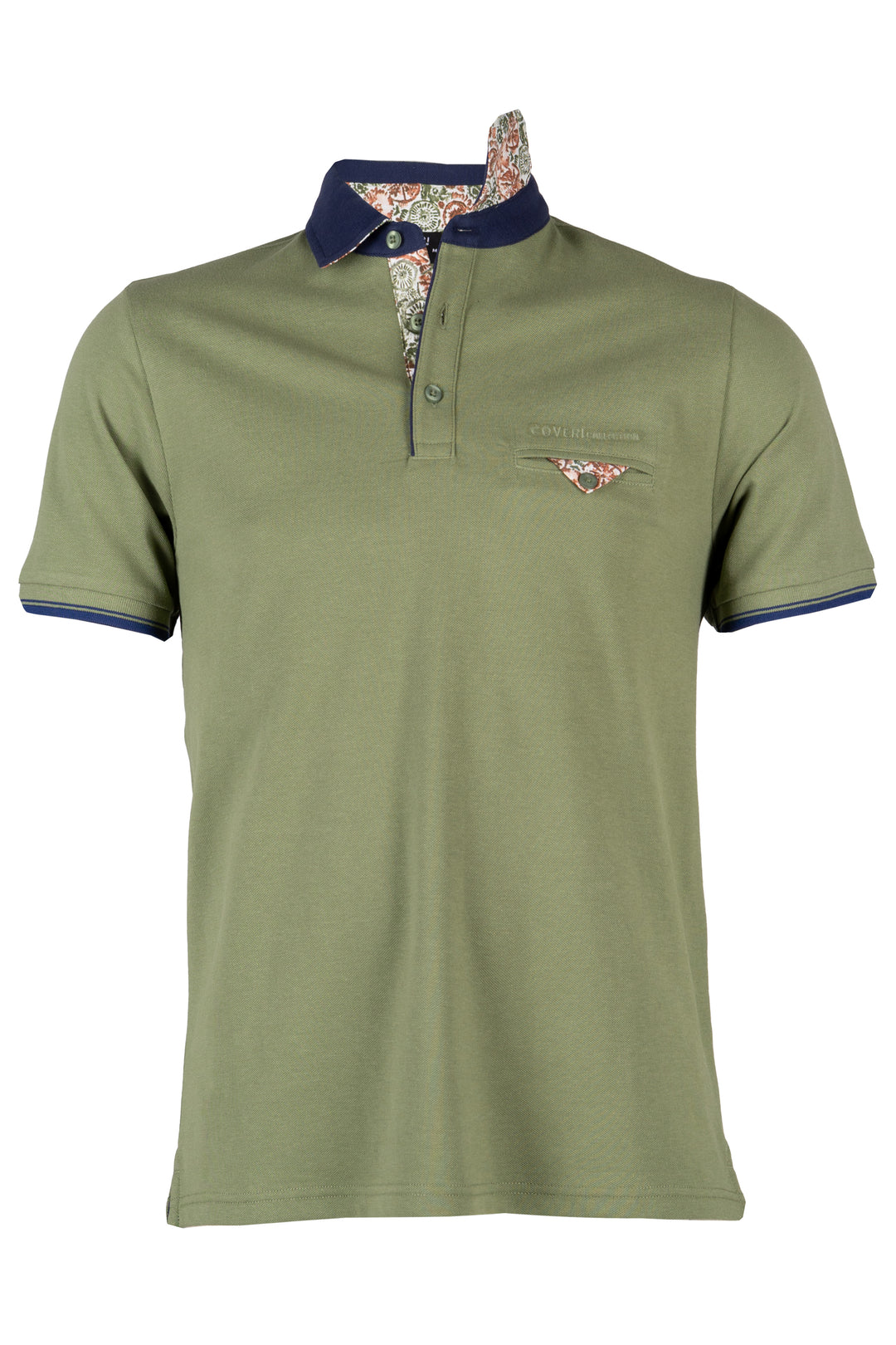 Polo uomo Coveri Collection in cotone piquet con dettagli in contrasto e stampa All Over