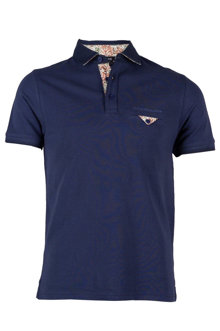 Polo uomo Coveri Collection in cotone piquet con dettagli in contrasto e stampa All Over