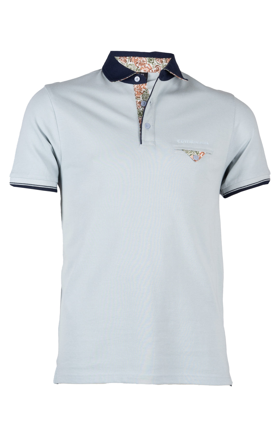 Polo uomo Coveri Collection in cotone piquet con dettagli in contrasto e stampa All Over
