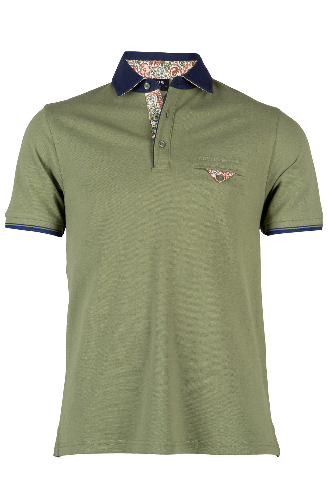 Polo uomo Coveri Collection in cotone piquet con dettagli in contrasto e stampa All Over