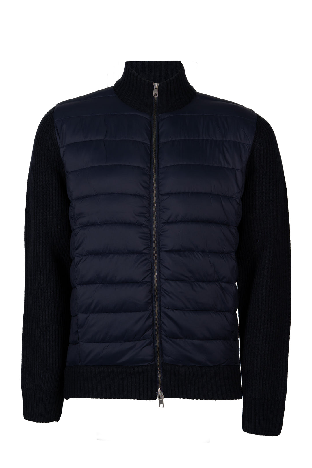 Giacca uomo collo alto con zip intera in misto lana con front padded