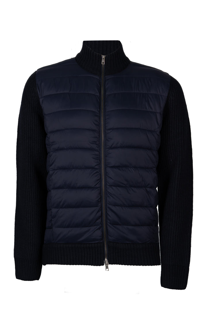 Giacca uomo collo alto con zip intera in misto lana con front padded