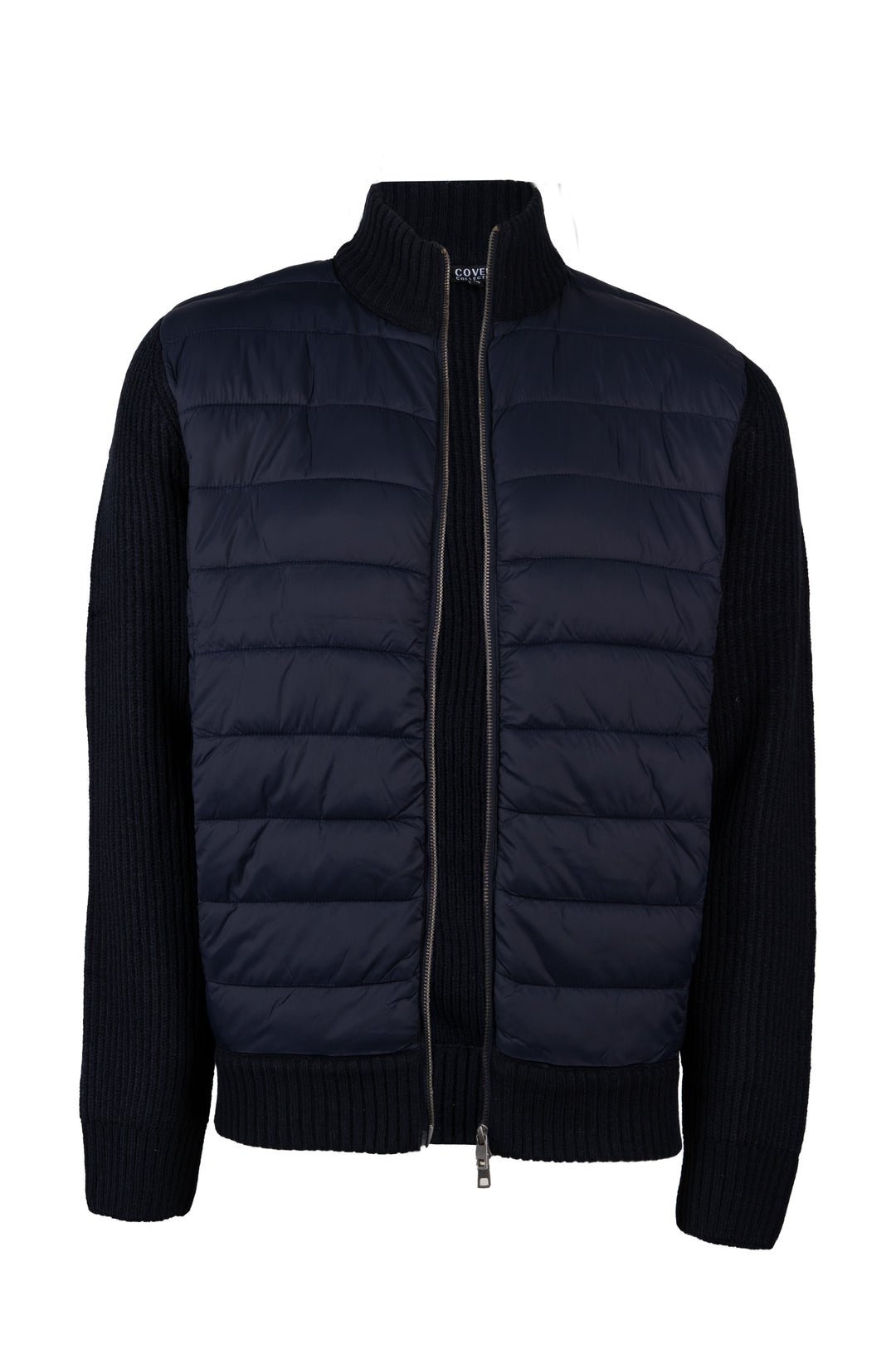 Giacca uomo collo alto con zip intera in misto lana con front padded